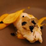 Il merluzzo Tronchetto di merluzzo, crumble salato e morbido di zucca
